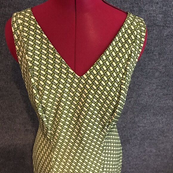 Papillon Dress Women’s Size 6 Green Geometric Sleeveless Sheath - Picture 6 of 9
